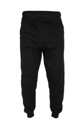Blank training jogger pants color black front view on white background