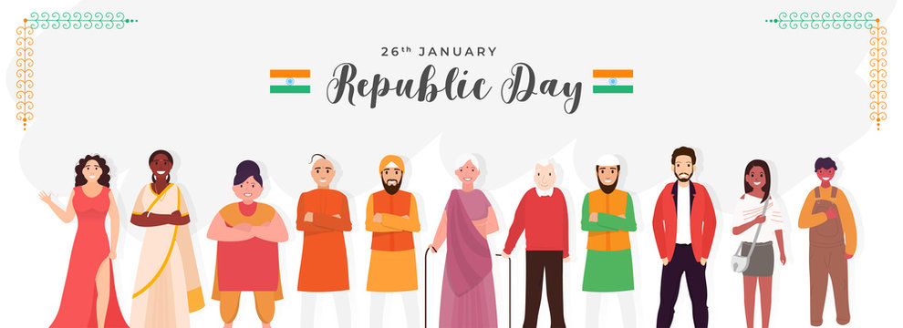 People of different religion and all ages showing Unity in Diversity of India on the occasion of 26th January, Republic day celebration.