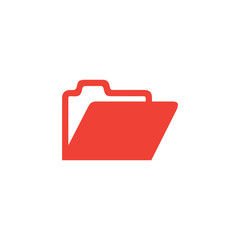 Folder Red Icon On White Background. Red Flat Style Vector Illustration.