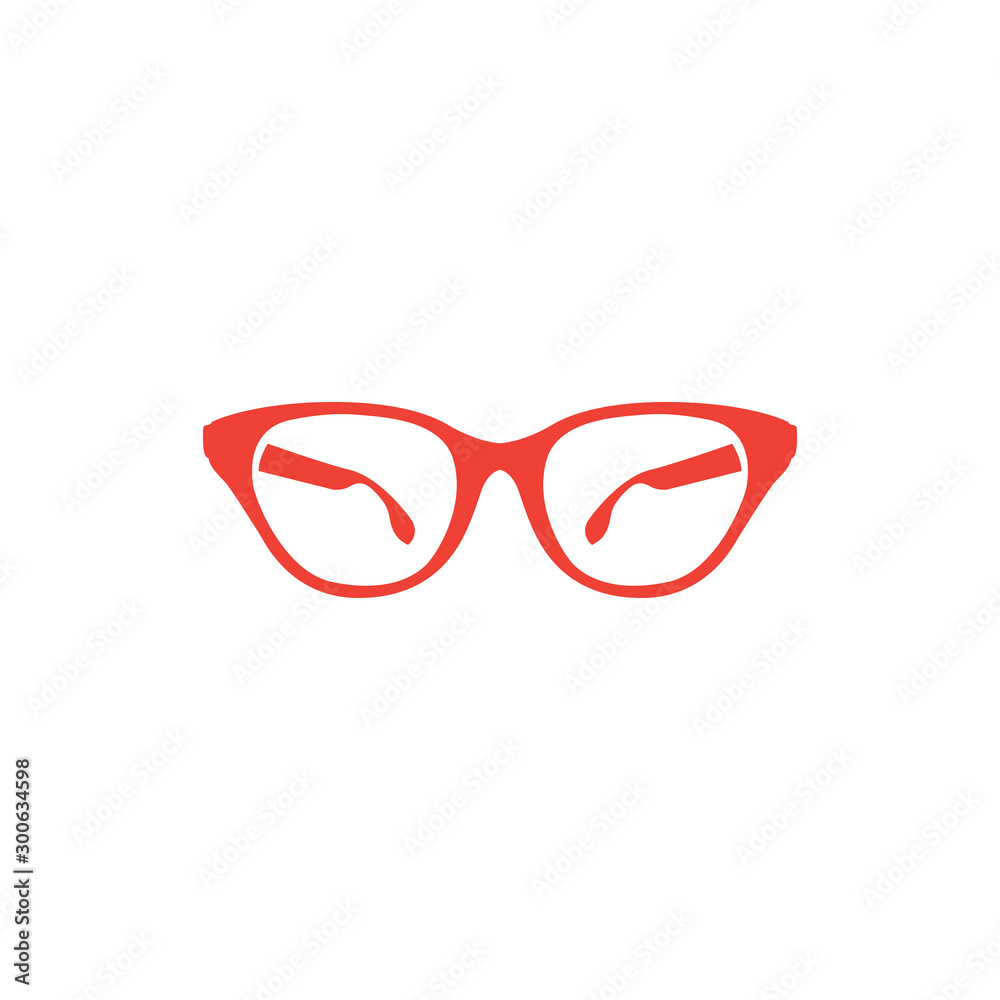 Wall mural Glasses Red Icon On White Background. Red Flat Style Vector Illustration.