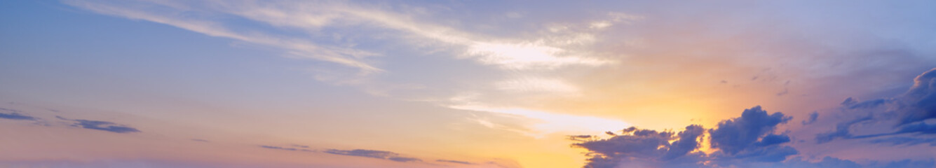 Naklejka na ściany i meble Sunset sky with clouds (wide background panorama).