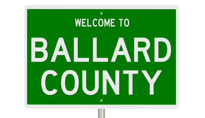 Rendering of a green 3d highway sign for Ballard County