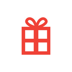 Gift Box Red Icon On White Background. Red Flat Style Vector Illustration.