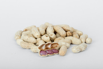 Peanuts on a white background