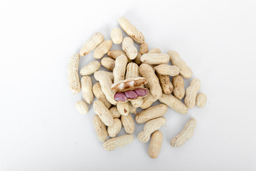 Peanuts on a white background