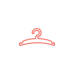 Hanger Line Red Icon On White Background. Red Flat Style Vector Illustration.
