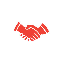Handshake Red Icon On White Background. Red Flat Style Vector Illustration.