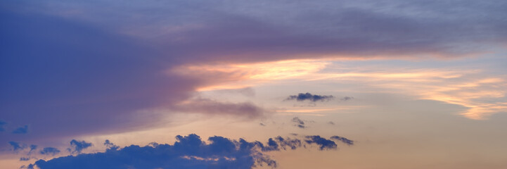 Fototapeta na wymiar Sunset sky with clouds (wide background panorama).