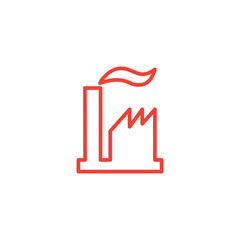 Industry Line Red Icon On White Background. Red Flat Style Vector Illustration.