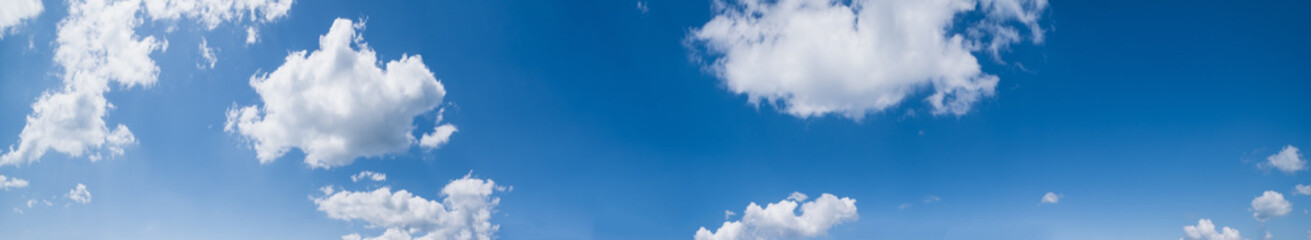 Blue sky with clouds (high resolution wide background panorama).