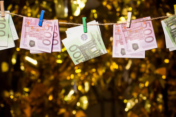 money clothespin wind gold bokeh hd footage 