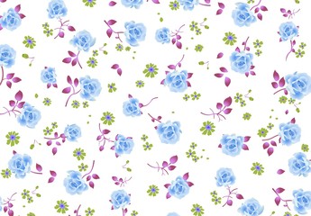 seamless pattern with flowers on white background