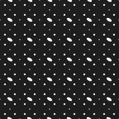 White circles and dots on a black background. Abstract seamless circles background.