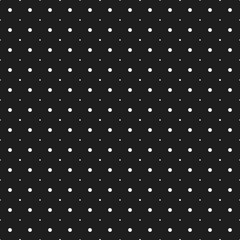 White circles and dots on a black background. Abstract seamless circles background.