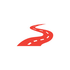Road Red Icon On White Background. Red Flat Style Vector Illustration.
