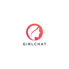 Girl and chat bubble logo design