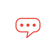 Speech Bubble Line Red Icon On White Background. Red Flat Style Vector Illustration.