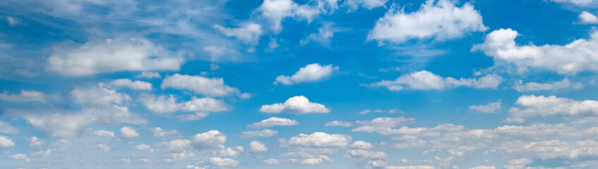 Fototapeta na wymiar Blue sky with clouds (wide background panorama).