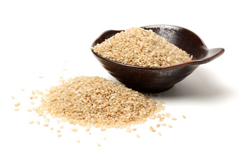 Brown Rice on white background