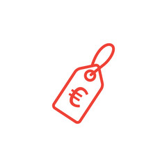 Tag Line Red Icon On White Background. Red Flat Style Vector Illustration.