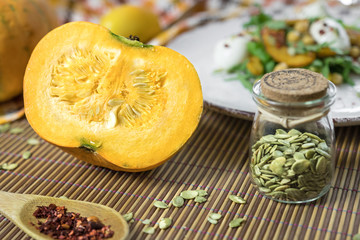 chickpeas arugula and mozzarella pumpkin salad