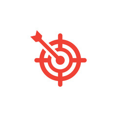 Target Red Icon On White Background. Red Flat Style Vector Illustration.