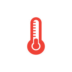 Thermometers Red Icon On White Background. Red Flat Style Vector Illustration.