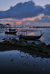 Moored boats at a malay fishing village