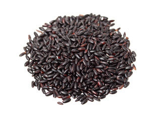 Black rice on a white background 