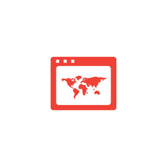 World Wide Web Red Icon On White Background. Red Flat Style Vector Illustration