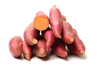 sweet potatoes on the white background