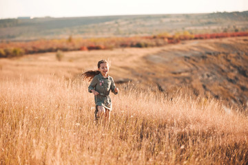 running girl in field