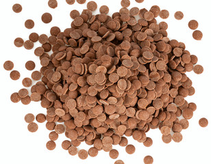 chocolate chips isolated on white