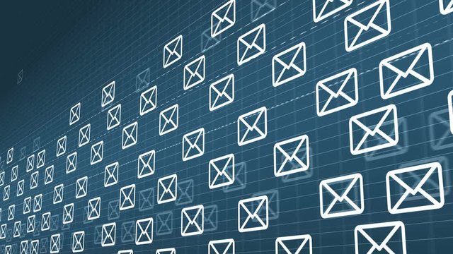 Envelope, E-Mail, flying mails abstract background. Seamless loopable background.