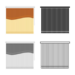 Vector illustration of blinds and casement symbol. Graphic of blinds and room stock vector illustration.