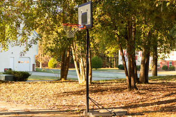 Isolated basketball Goal in Autumn