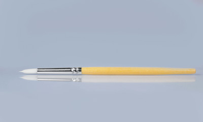 Paint brush on gray background, front view