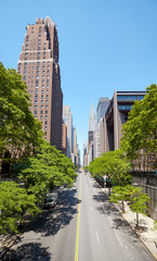 Fototapeta na wymiar East 42nd Street in New York City on a sunny summer day, USA.