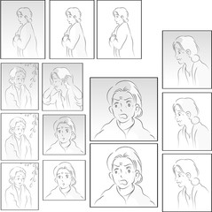 old woman comic cartoon set