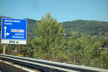 autobahnschild, a14, e45, bologna, cesena, ancona, valfabbrica, gubbio, ss3,ss318
