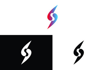 Letter S with Lightning Combination Logo Simple