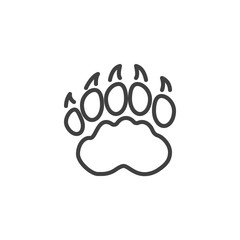 Badger paw print line icon. linear style sign for mobile concept and web design. Brock animal footprint outline vector icon. Symbol, logo illustration. Vector graphics