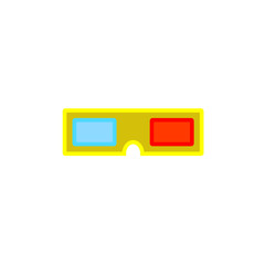 vector simple icon with 3d cinema glasses shape