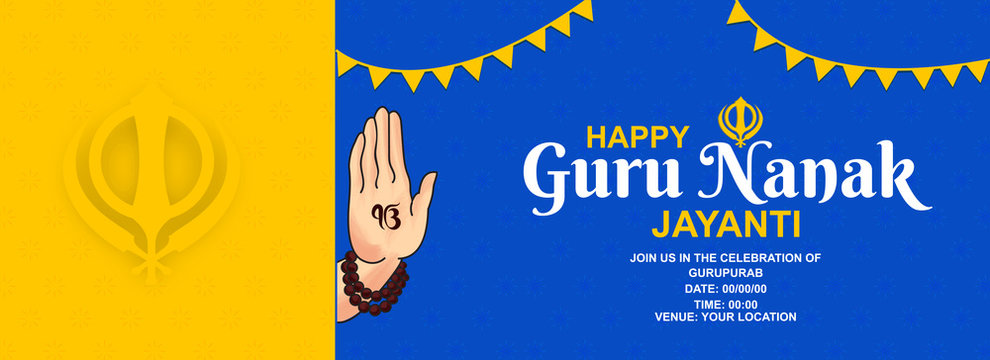 Happy Guru Nanak Jayanti. Innovative abstract, banner or poster for Guru Nanak Jayanti or Guru Parv with nice and creative design illustration, Kartik Purnima_Vector, Illustration.