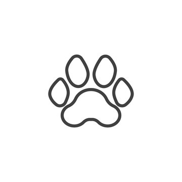 Tiger paw print line icon. linear style sign for mobile concept and web design. Tiger animal footprint outline vector icon. Symbol, logo illustration. Vector graphics