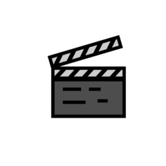 vector simple icon with movie clapperboard shape