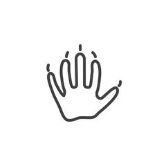 Castor paw print line icon. linear style sign for mobile concept and web design. Beaver animal footprint outline vector icon. Symbol, logo illustration. Vector graphics