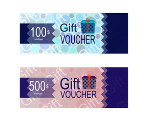 Vouchers design clipart. Cash gift for the occasion of birthdays holidays marriage special events. Beautiful illustration with amount printed on the card. printable and ready to use. Original art.