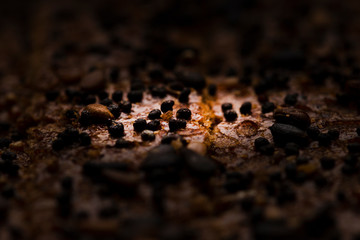 Texture of rye bread with cereals and seeds.
