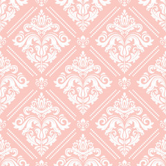 Orient vector classic pattern. Seamless abstract background with vintage elements. Orient pink and white background. Ornament for wallpaper and packaging